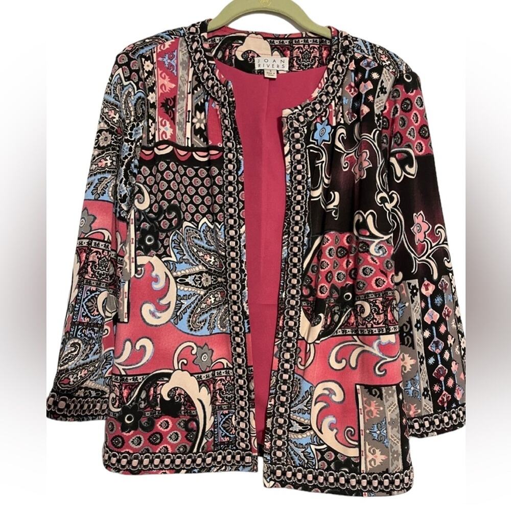 Joan Rivers Womens Size Small Moroccan Flair Pink 3/4 Sleeve Lined Jacket